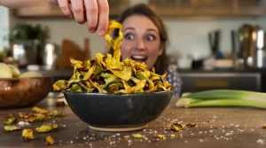 On gaspille tous cette partie du poireau : depuis que j’en fais des chips, on me demande la recette