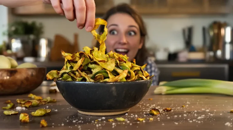 On gaspille tous cette partie du poireau : depuis que j’en fais des chips, on me demande la recette