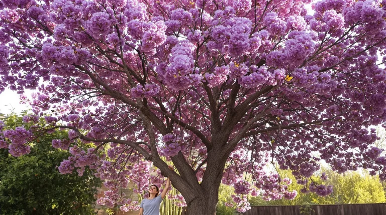 Cet arbre pousse aussi vite que le bambou, mais sa floraison remarquable fait toute la difference