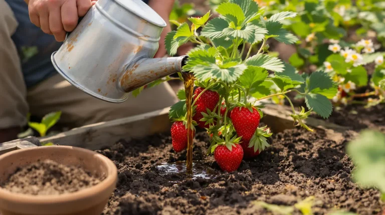 Les fraisiers donnent de plus gros fruits si on les arrose au printemps avec cet ingrédient de cuisine