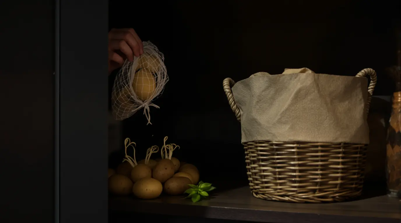 Pommes de terre qui germent dans leur filet : ce geste simple les garde fermes pendant des semaines Pommes de terre qui germent dans leur filet : ce geste simple les garde fermes pendant des semaines