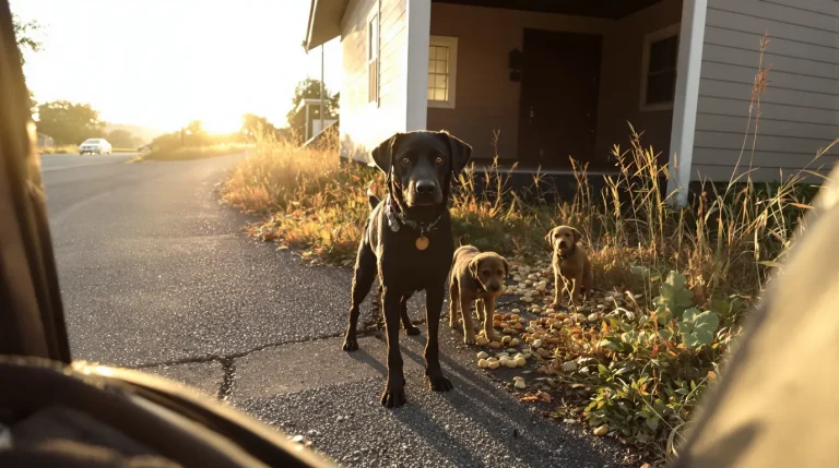 Accueil En voyant une chienne et ses 2 chiots au bord de la route, une automobiliste fait aussitôt demi-tour