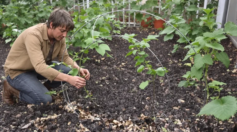 Peu de jardiniers utilisent ce vieux cintre pour maintenir les tiges fragiles au potager
