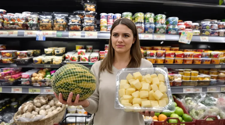 Plastique dans l’alimentaire : « Avons-nous vraiment besoin des champignons coupés et melons prédécoupés ? »