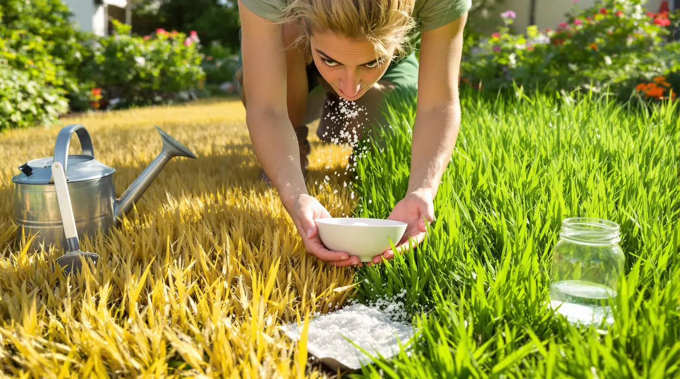 Les jardiniers sont invites a saupoudrer leur pelouse d’un produit de bain a 1 € pour doper la pousse de l’herbe avant l’ete Les jardiniers sont invites a saupoudrer leur pelouse d’un produit de bain a 1 € pour doper la pousse de l’herbe avant l’ete