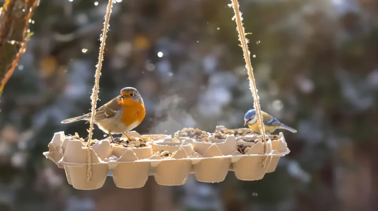 Ne jetez plus vos vieilles boîtes d’œufs, je les transforme au jardin pour attirer les oiseaux tout l’hiver