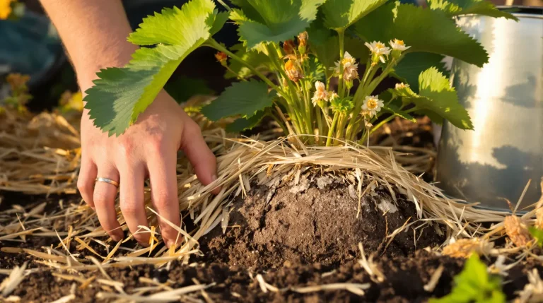 Si vos fraisiers fleurissent sans fruits, c’est ce détail au pied du plant qu’il faut corriger