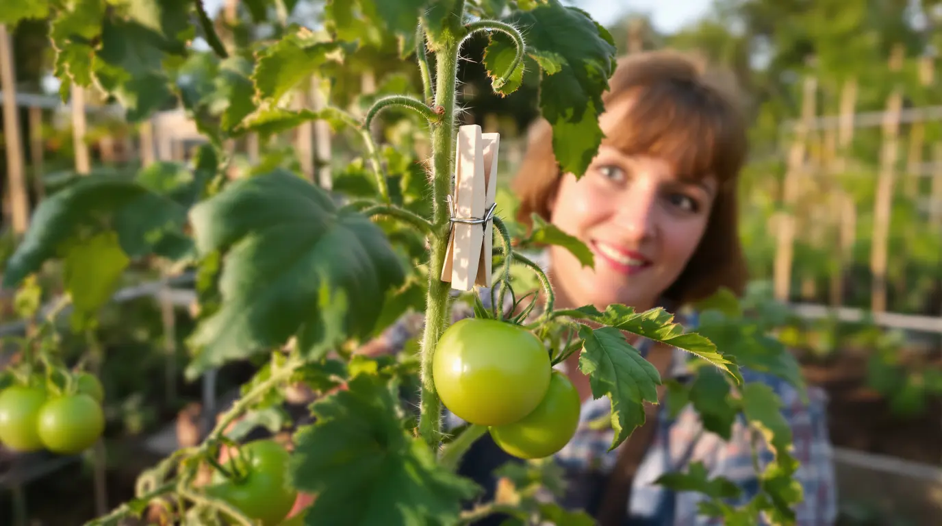 Voici comment une simple pince à linge sur la tige de vos tomates transforme vraiment la récolte Voici comment une simple pince à linge sur la tige de vos tomates transforme vraiment la récolte