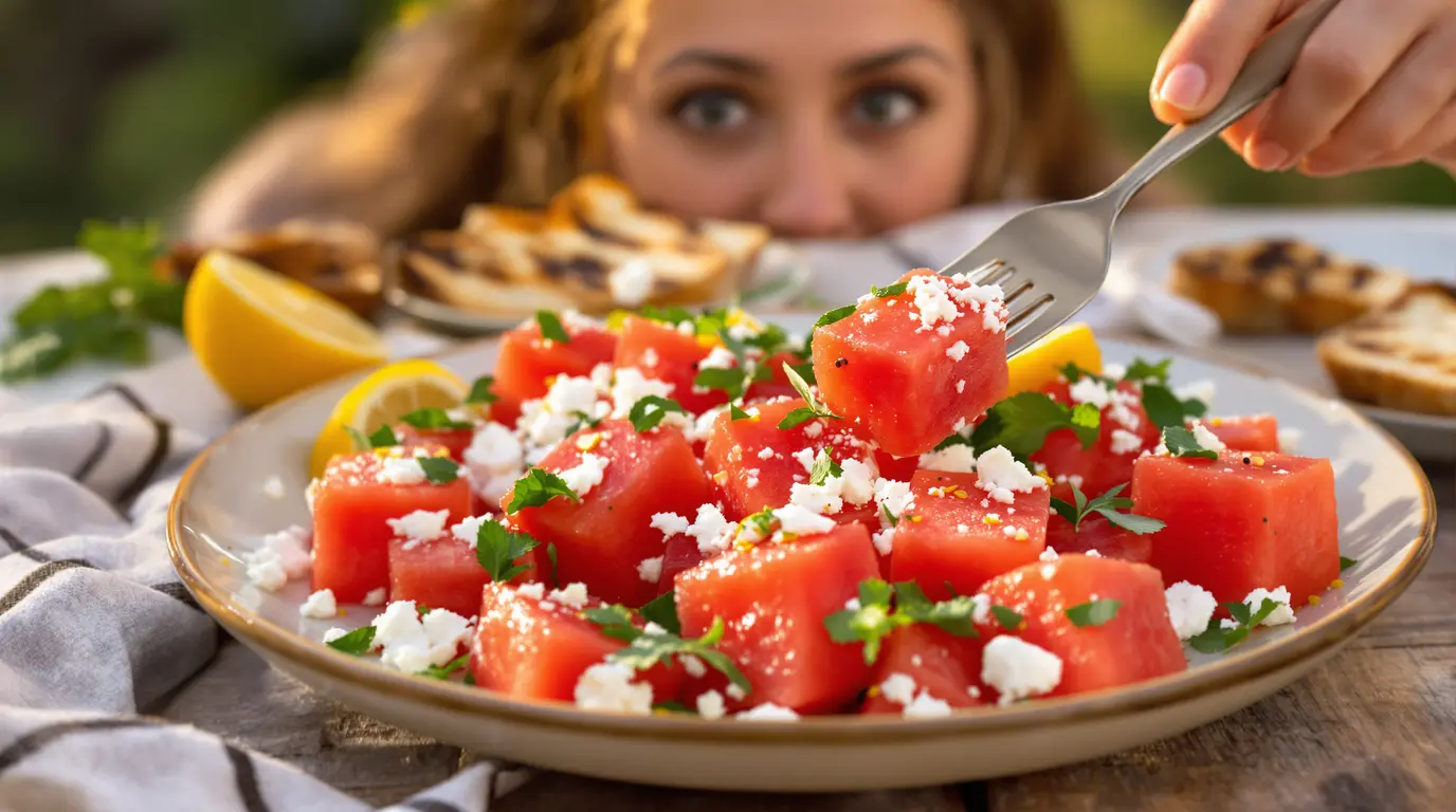 Je ne sers plus jamais ma pastèque autrement : avec feta et menthe, elle est devenue mon entrée phare Je ne sers plus jamais ma pastèque autrement : avec feta et menthe, elle est devenue mon entrée phare
