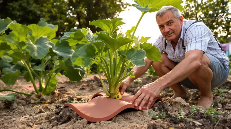 Accueil Mon voisin pose des tuiles entre ses courgettes l’été : voici ce qu’elles font vraiment aux plants