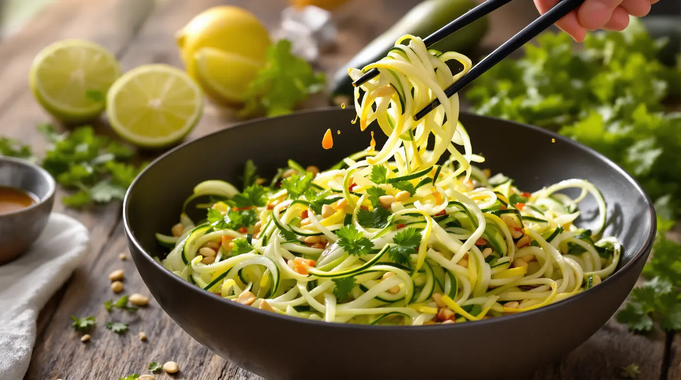 Salade de courgettes crues : depuis que j’ai découvert cette vinaigrette thaïe, je la fais ainsi Salade de courgettes crues : depuis que j’ai découvert cette vinaigrette thaïe, je la fais ainsi