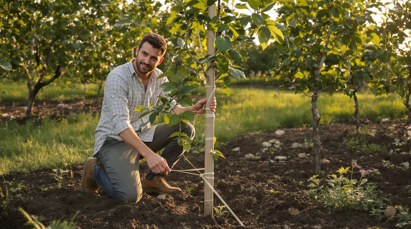 Pourquoi les anciens plantaient un piquet penché au pied des jeunes fruitiers : la raison oubliée Pourquoi les anciens plantaient un piquet penché au pied des jeunes fruitiers : la raison oubliée