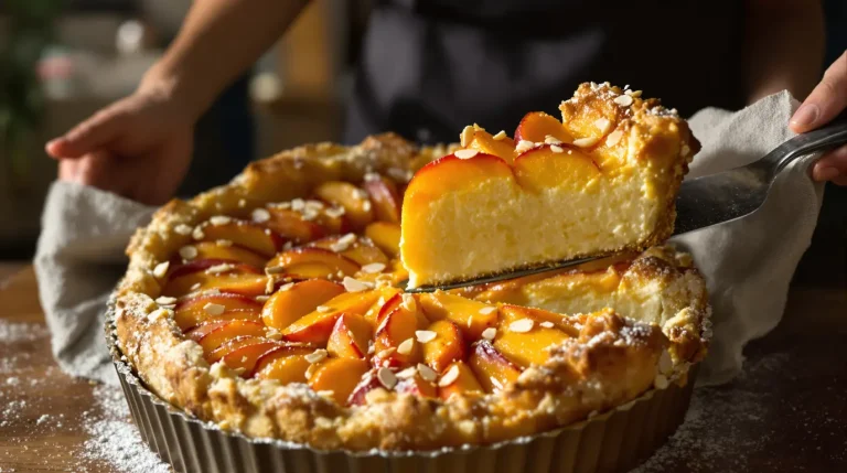 Tarte aux pêches : j'ajoute une crème d'amandes et mes invités pensent qu'elle sort de la pâtisserie Tarte aux pêches : j'ajoute une crème d'amandes et mes invités pensent qu'elle sort de la pâtisserie