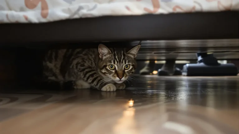 Votre chat se cache sous le lit quand vous passez l’aspirateur : les vétérinaires y voient un vrai signal Votre chat se cache sous le lit quand vous passez l’aspirateur : les vétérinaires y voient un vrai signal